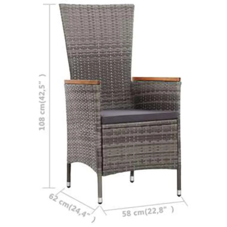 vidaXL - Eethoek Voor Buiten - Grijs - Poly rattan