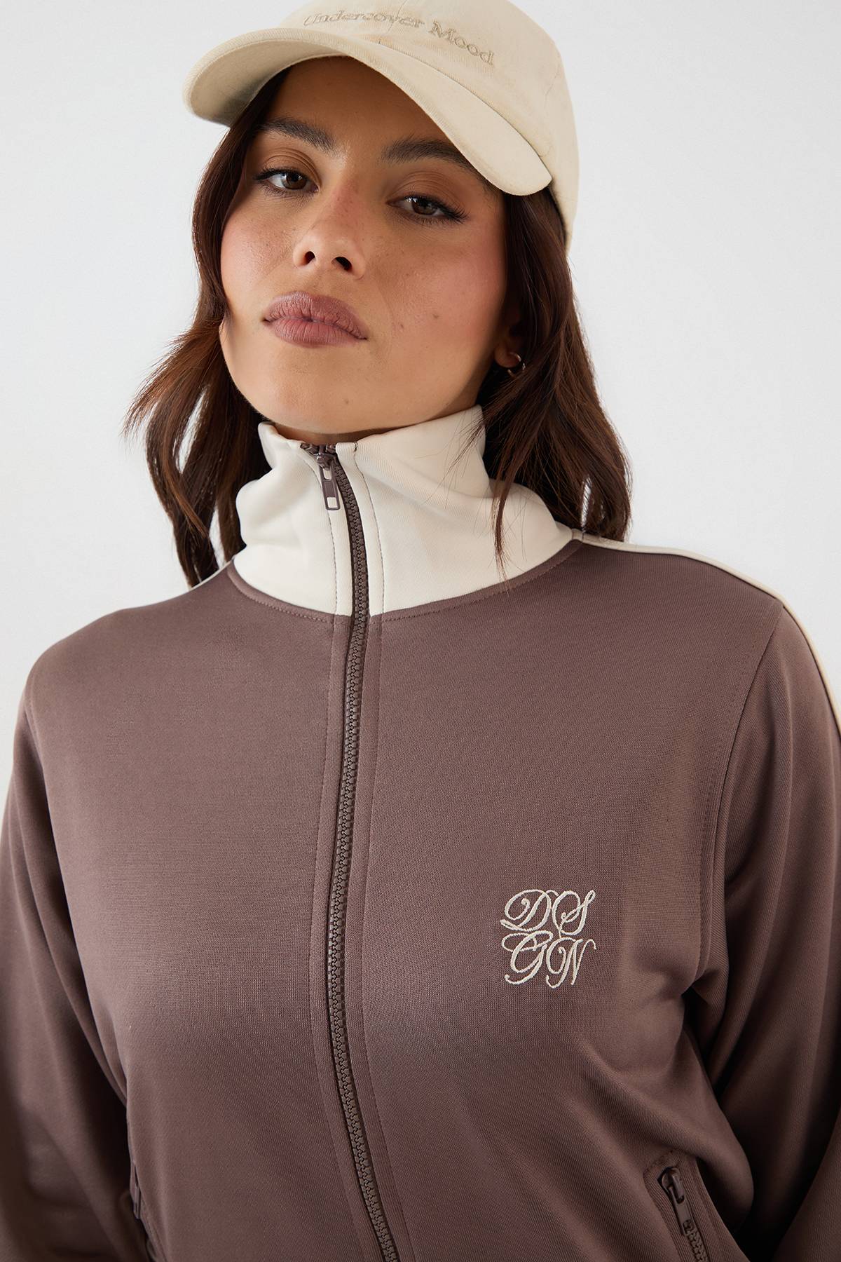 Veste de Survêtement Zippée DSGN Studio en Tricot Contrasté