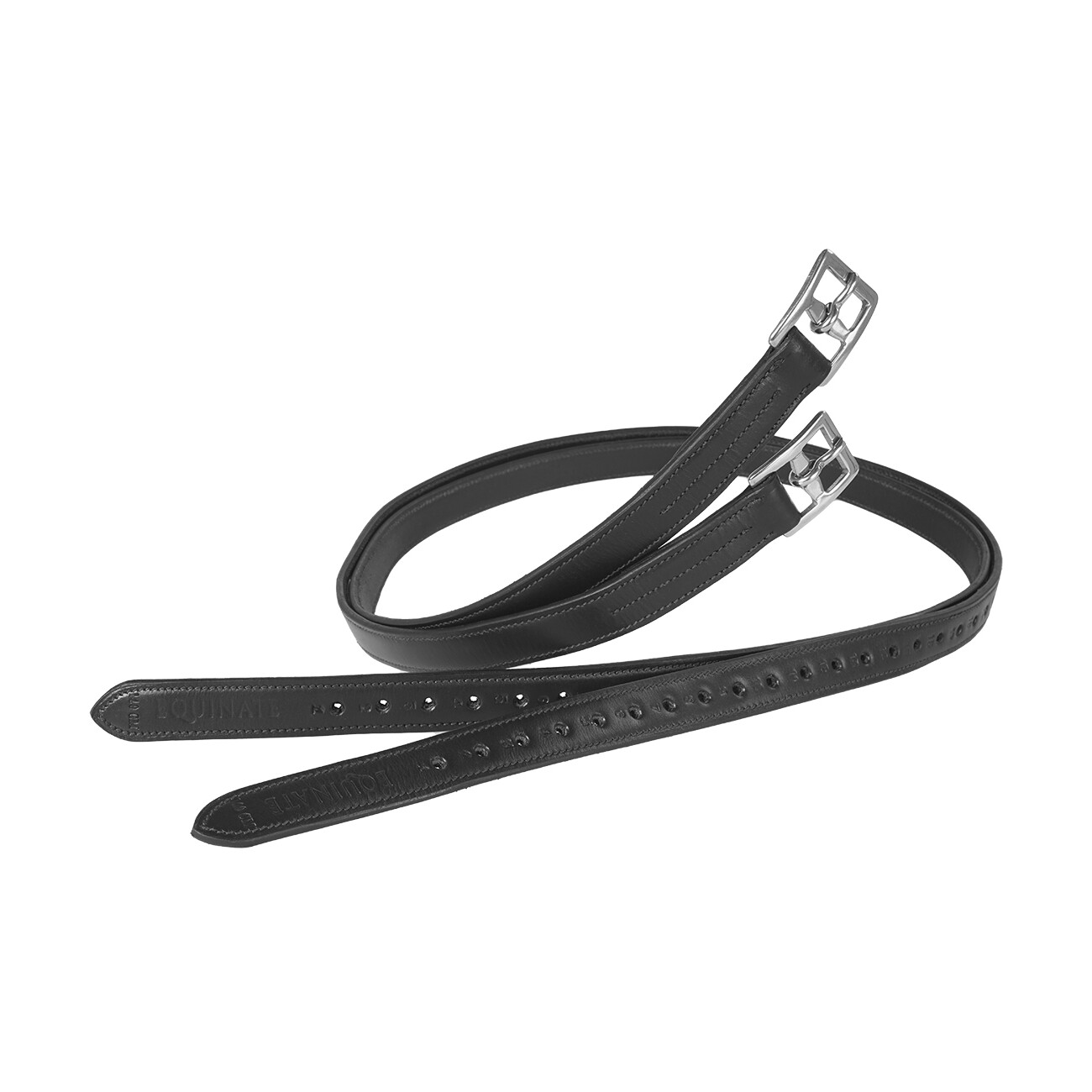 Equinate Leder Steigbügelriemen Superior mit Edelstahlschnallen schwarz 1,5 m