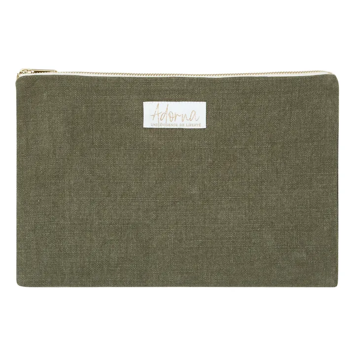 Adorna Pochette en lin | Vert kaki