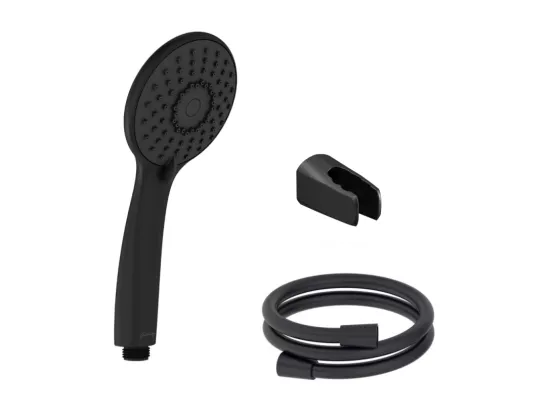 Pommeau de douche JACOB DELAFON Juliette noir mat + flexible et support de douche noir mat