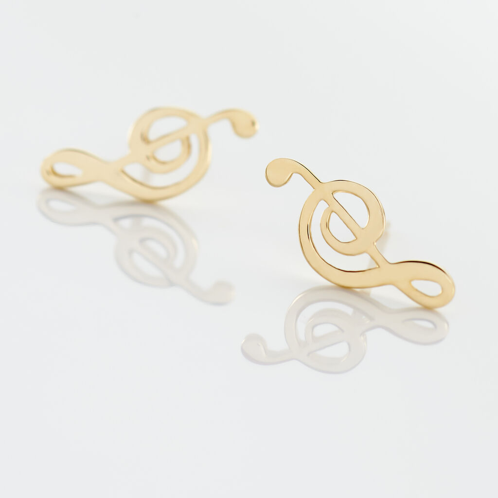 Boucles D'oreilles Puces Bayram Musique Or Jaune