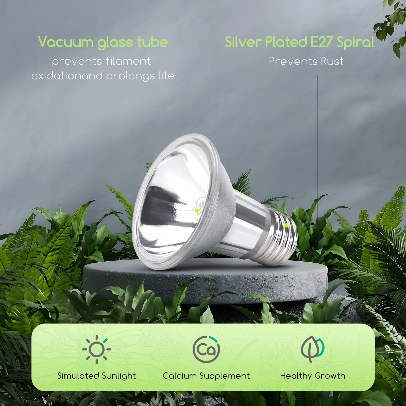 Lâmpada de aquecimento para répteis Nobleza, 50W, para tartarugas aquáticas, com soquete E27 e emissão de raios UVB e UVA (1 unidade)
