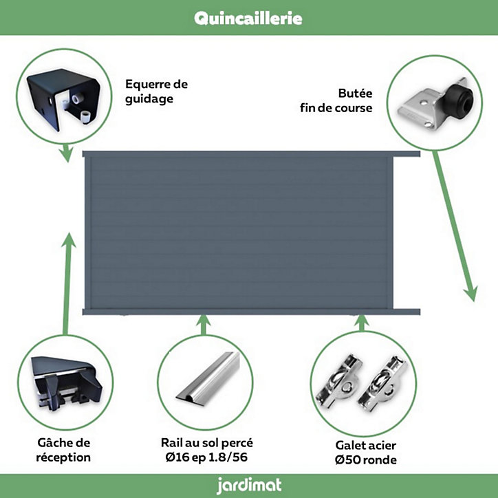 Portail Jardimat coulissant motorisé aluminium Alpes gris anthracite - 400 x h.190 cm