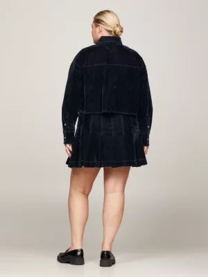 Camisa jeans cropped de veludo Curve Crest com corte regular