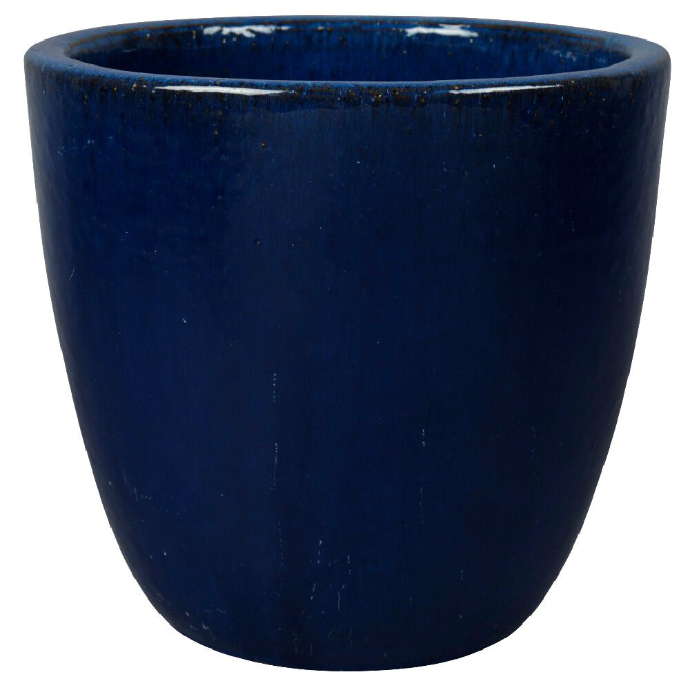 Cache pot en terre cuite émaillée bleu ø37 x H31 cm