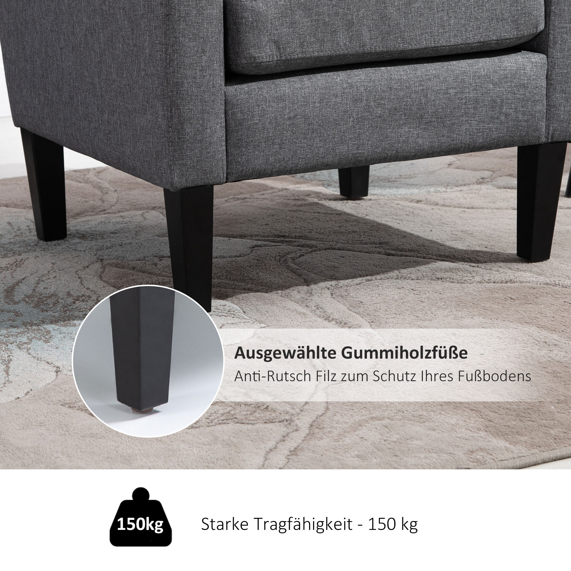 HOMCOM Einzelsessel zum Relaxen hellgrau 66 x 72 x 74 cm (LxBxH)
