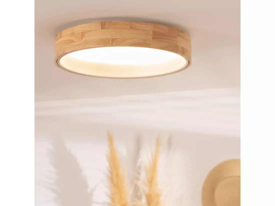 Plafonnier LED Rond Bois 20W CCT Sélectionnable Dari Ø470 mm Blanc