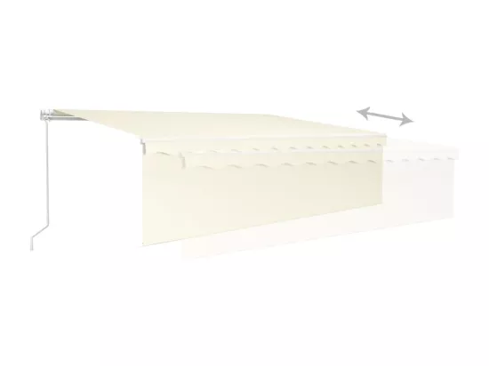 Auvent rétractable manuel avec store et LED 5x3 m Crème
