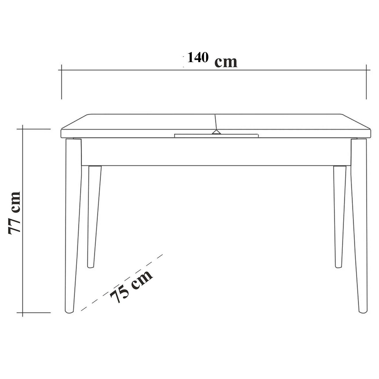 Homitis Table à manger Costa pin/blanc - 140x77x75 cm