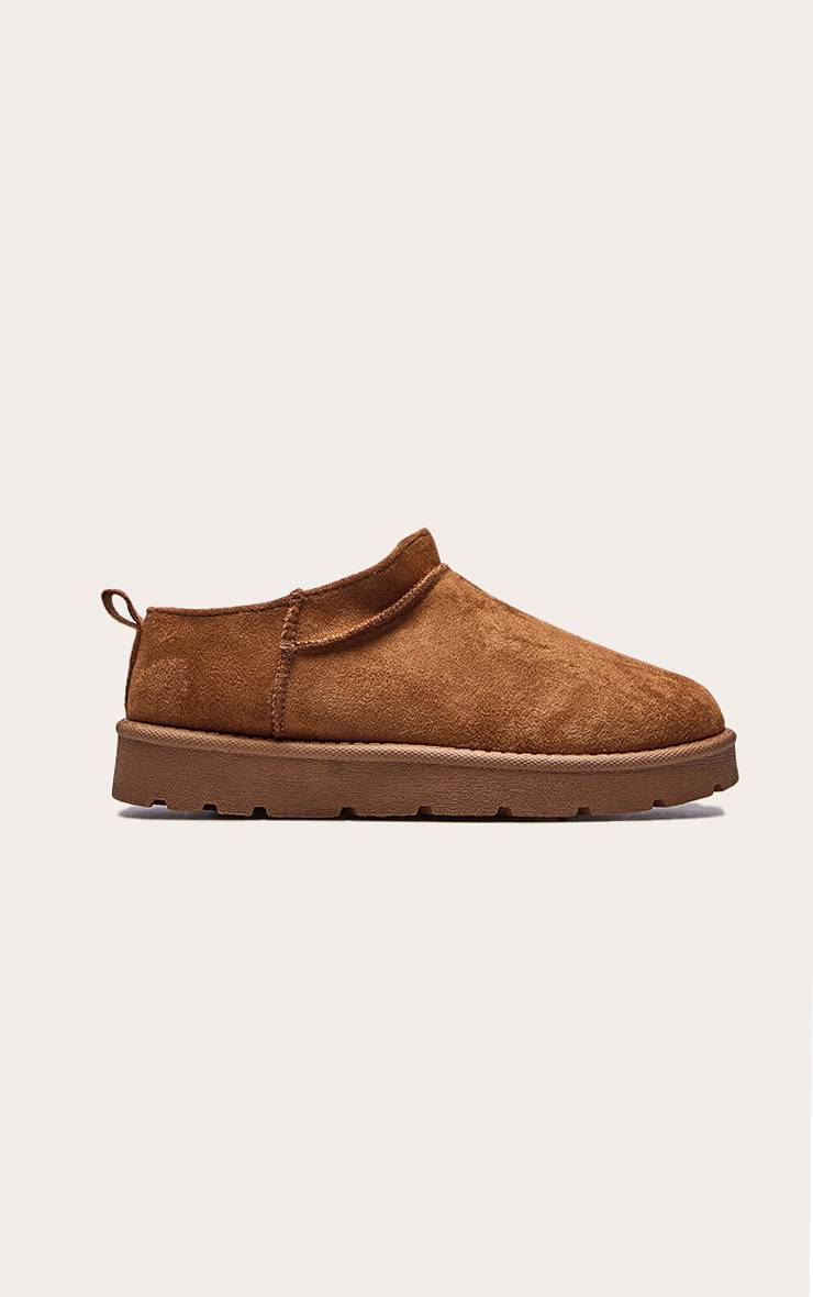 Châtaigne Chaussures Plates À Enfiler À Plateforme Doublées Peluche