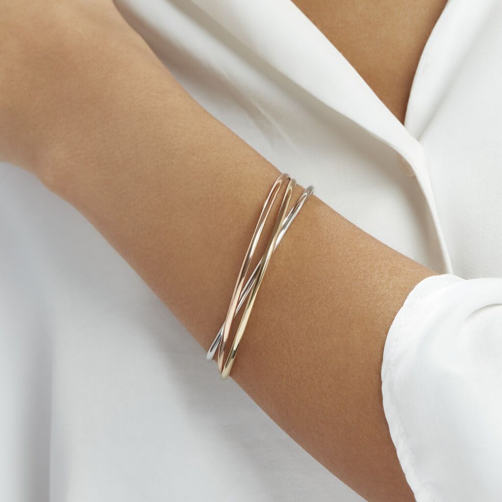 Bracelet Jonc Catalin 3 Fils Entrelaces Or Tricolore
