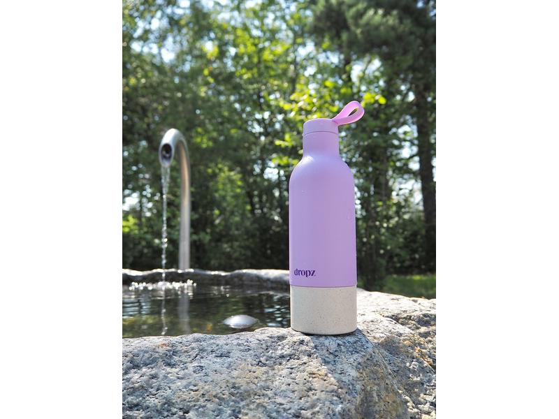Dropz Trinkflasche 500 ml, Lavendel Doppelwandige Edelstahlflasche mit einem abschraubbaren Fach für dropz