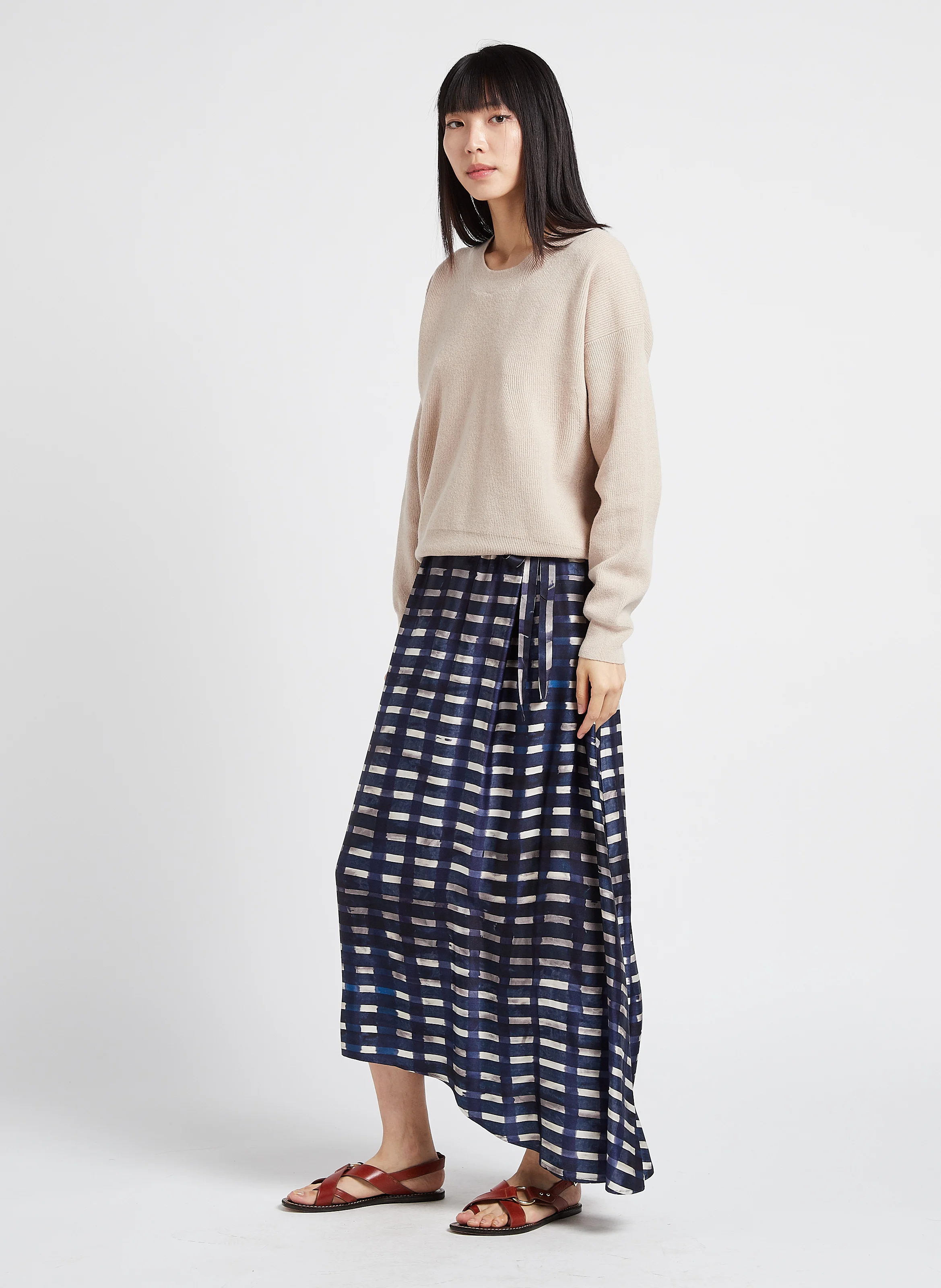 WELLES - Pull droit col rond en laine mérinos| Rose