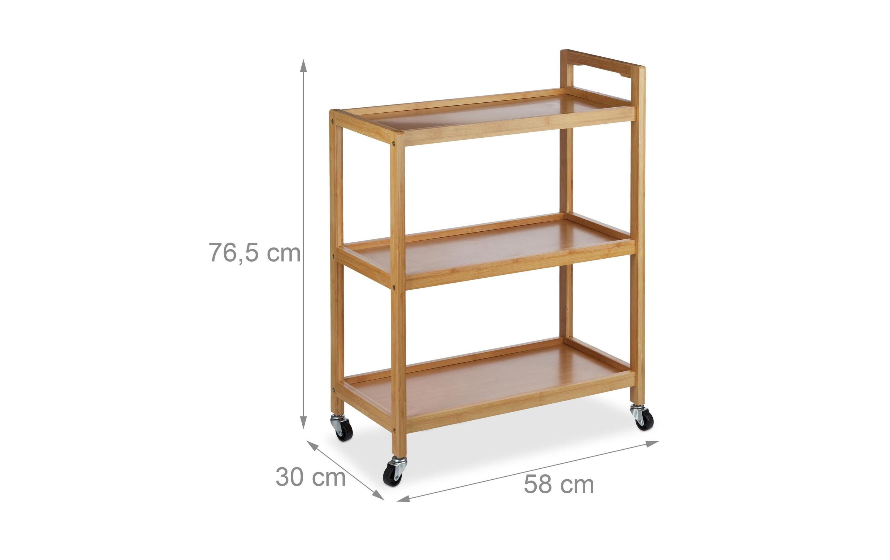 Bartrolley Bambus 76.5 x 30 cm, NatureRollwagen mit drei Etagen