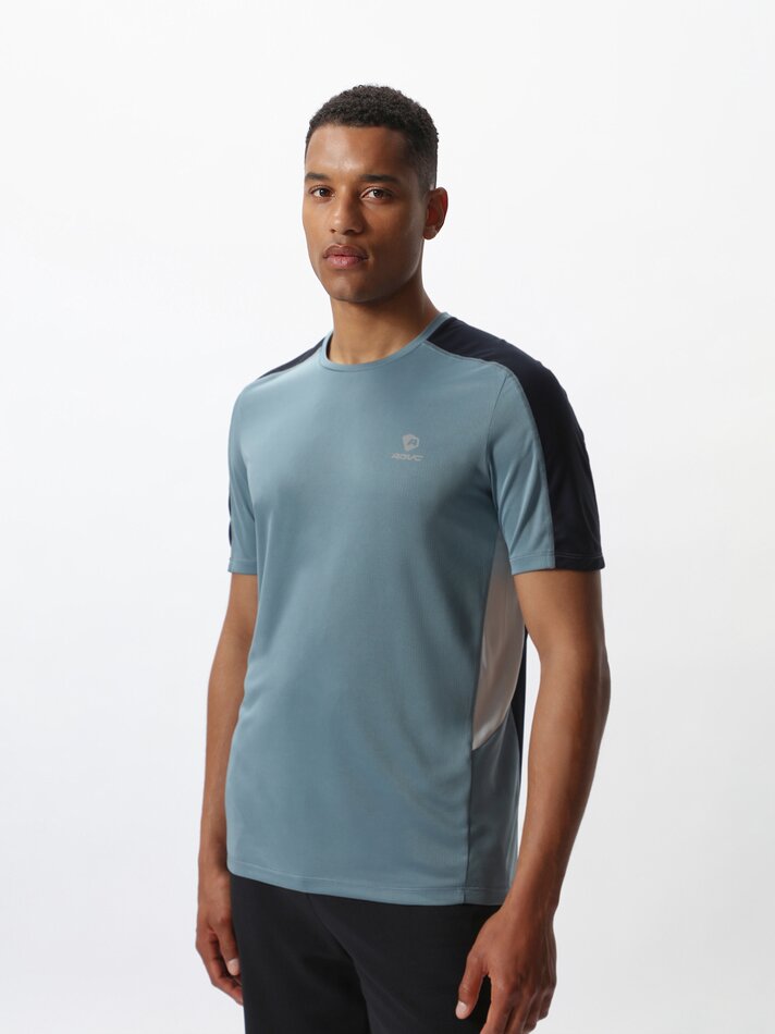 Camiseta esportiva colorblock - Azul Médio