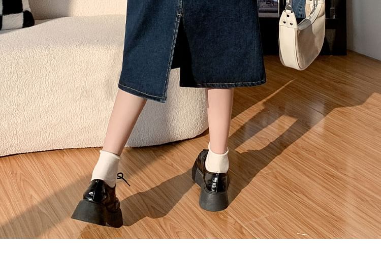Magimomo - A-lijn denim rok met hoge taille en split aan de achterkant