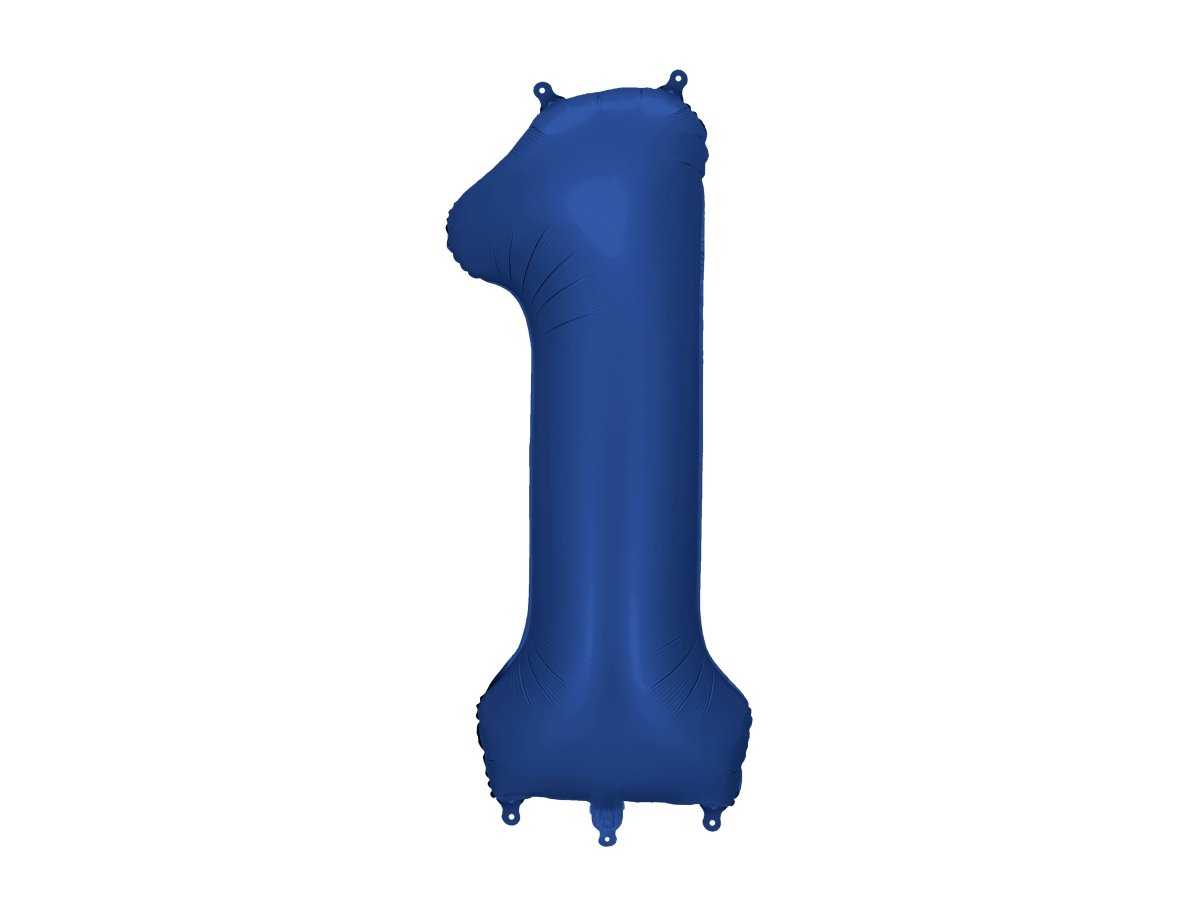 1 Jaar Cijfer Ballon Blauw Satijn Folie Leeg 86cm