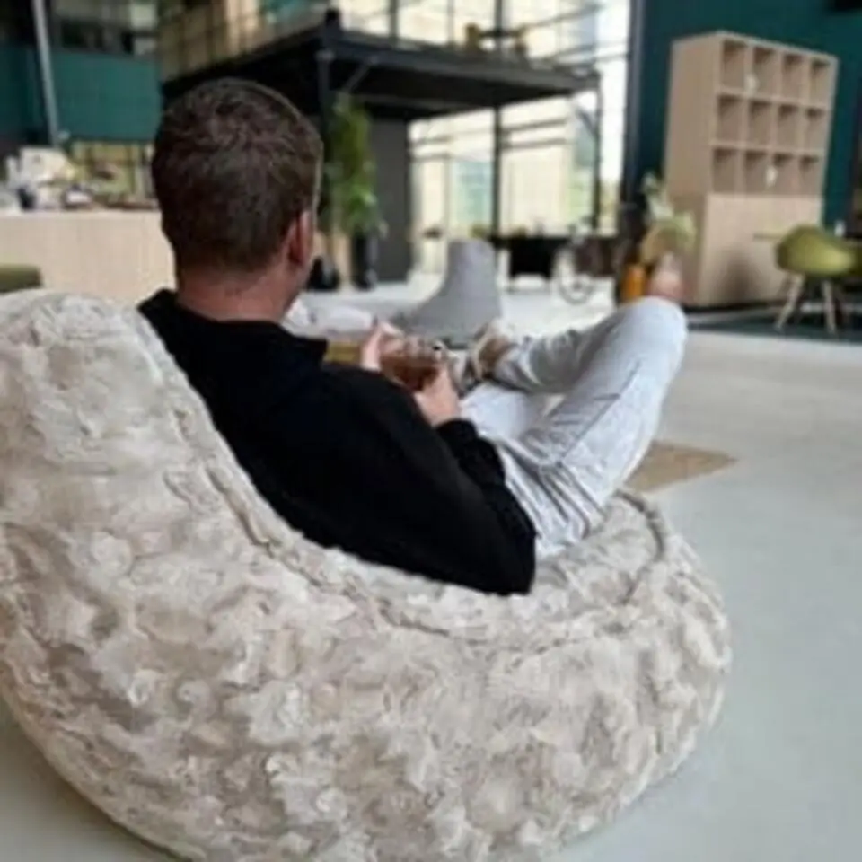 Parya Stoel Zitzak Bont - Zitzakfauteuil - Woonkamerzitzak - Beige - Senior