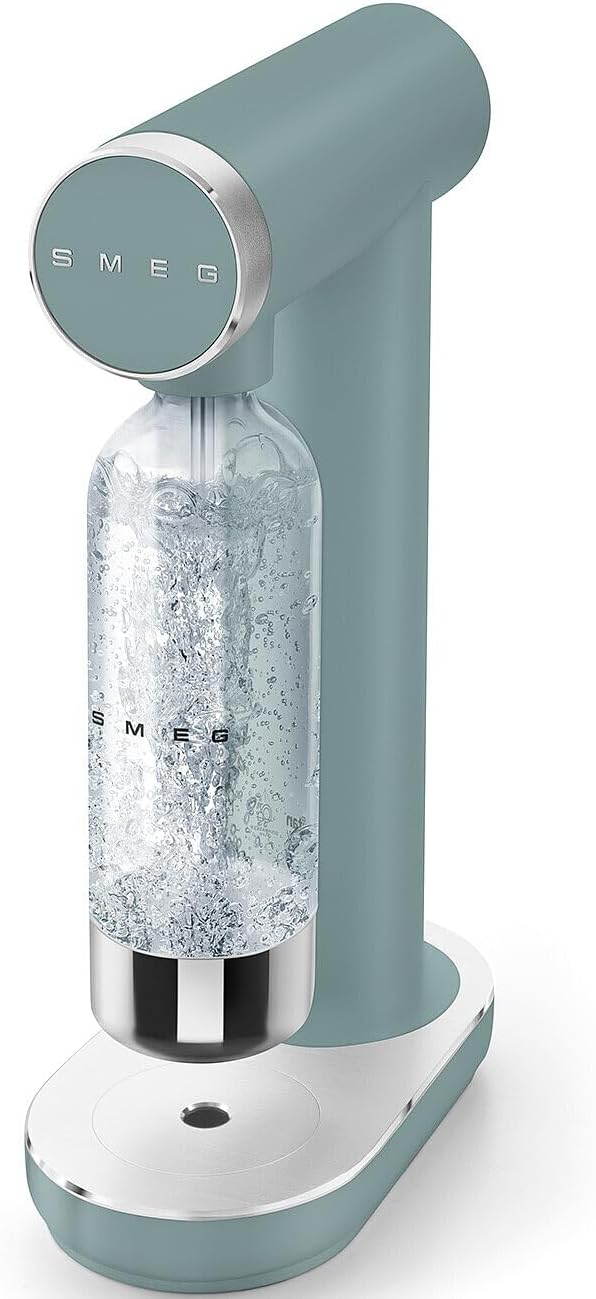Smeg, SKC01EGM Wassersprudler mit Sprudelregler und Tropfschale, 800-ml-Flasche, CO₂-Zylinder nicht enthalten, Smaragdgrüne Matte