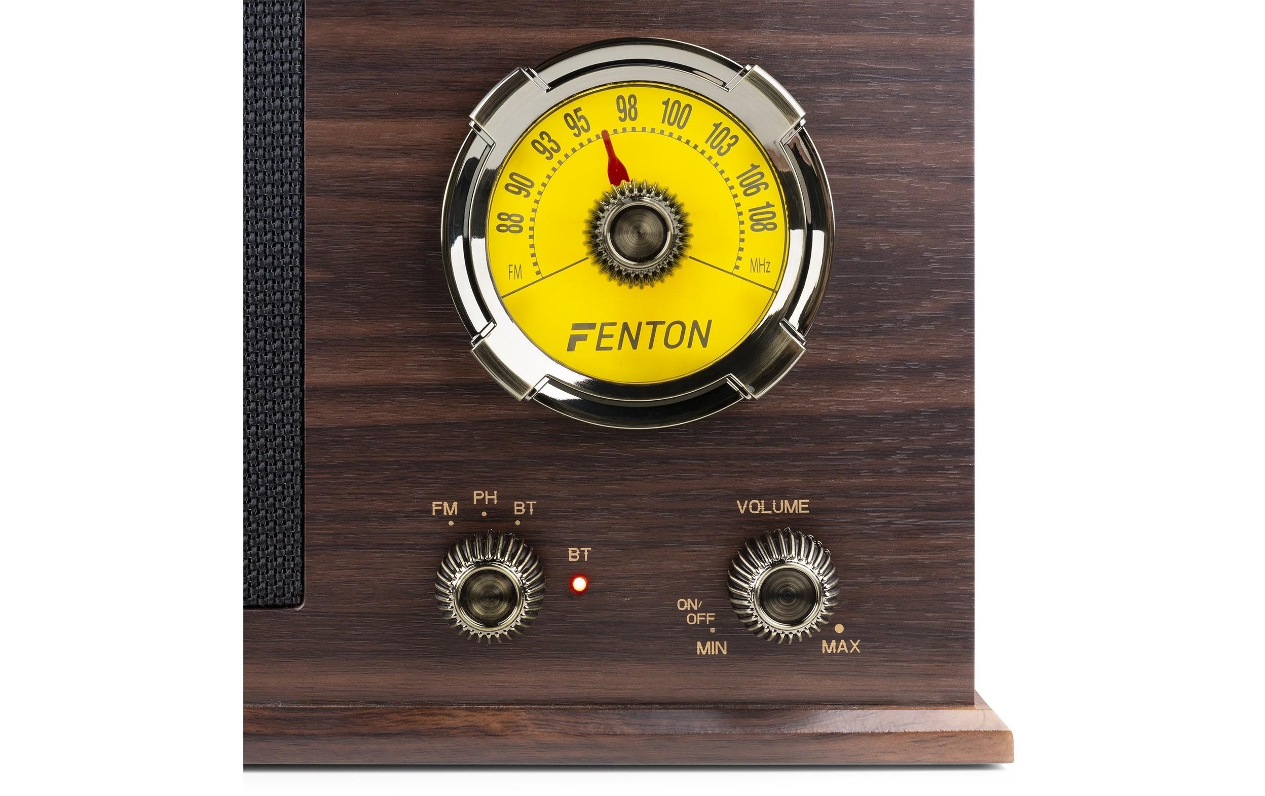 Plattenspieler mit Bluetooth RP173 DunkelbraunPlattenspieler im Retrostil mit Bluetooth, FM-Radio und Umwandlungsmöglichkeit für Schallplatten