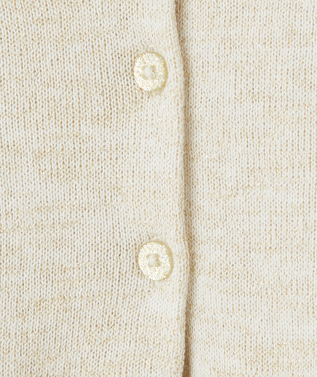 CARDIGAN BÉBÉ FILLE EN COTON BIO COULEUR DORÉE PAILLETÉ