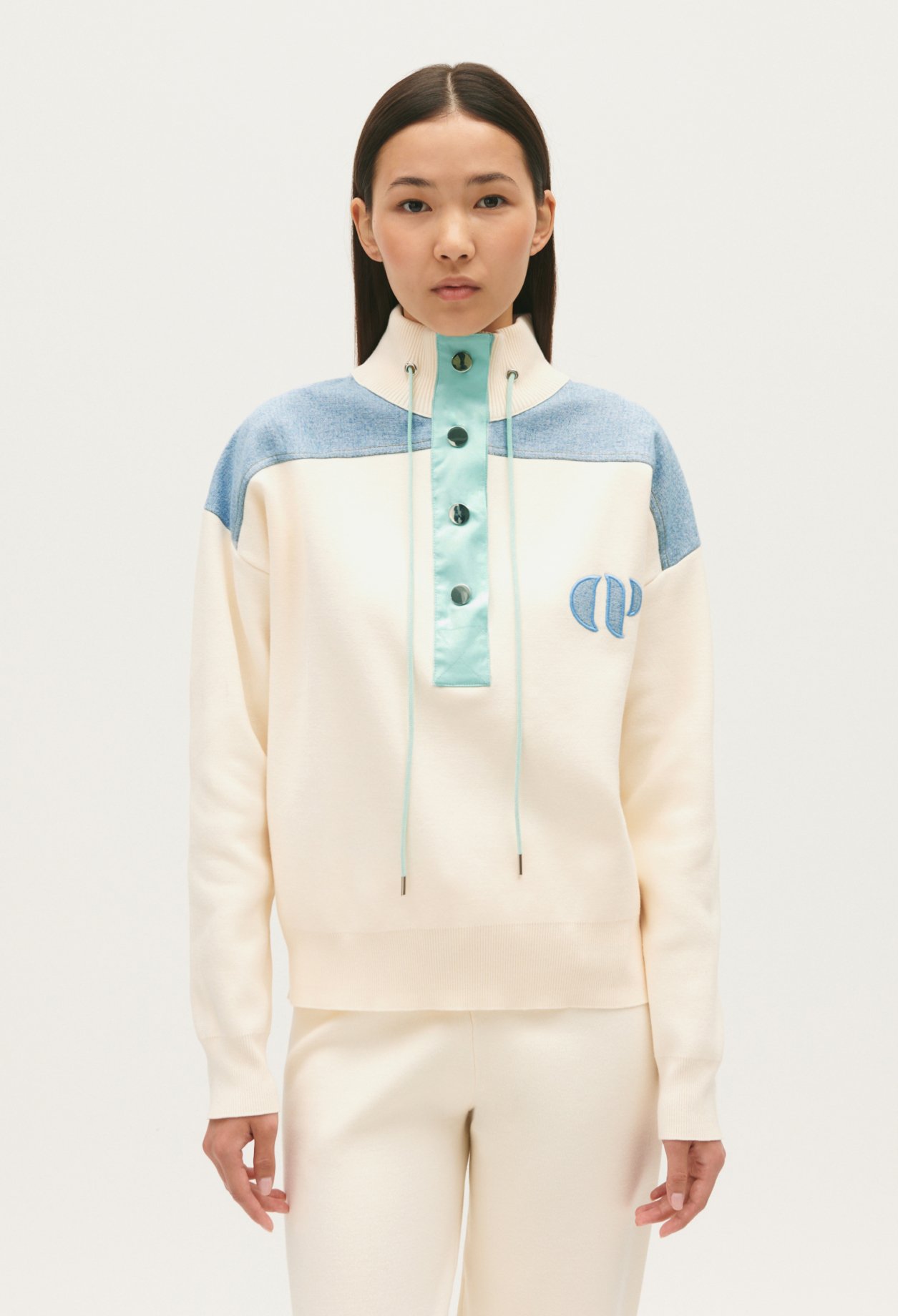 Sweatshirt Minimum col camionneur ecru