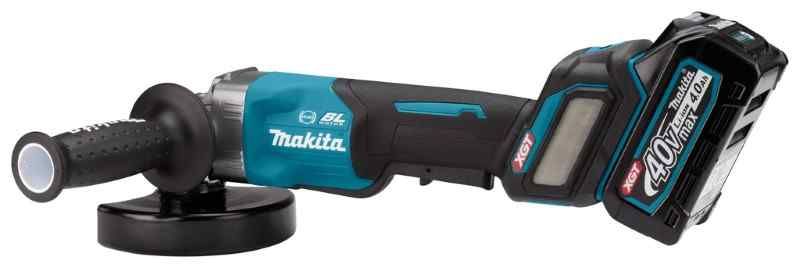 Makita GA029GM201 40 V Max Haakse slijper 125 mm 4,0 ah accu (2 st), snellader, in mbo,x met veiligheidsschakelaar