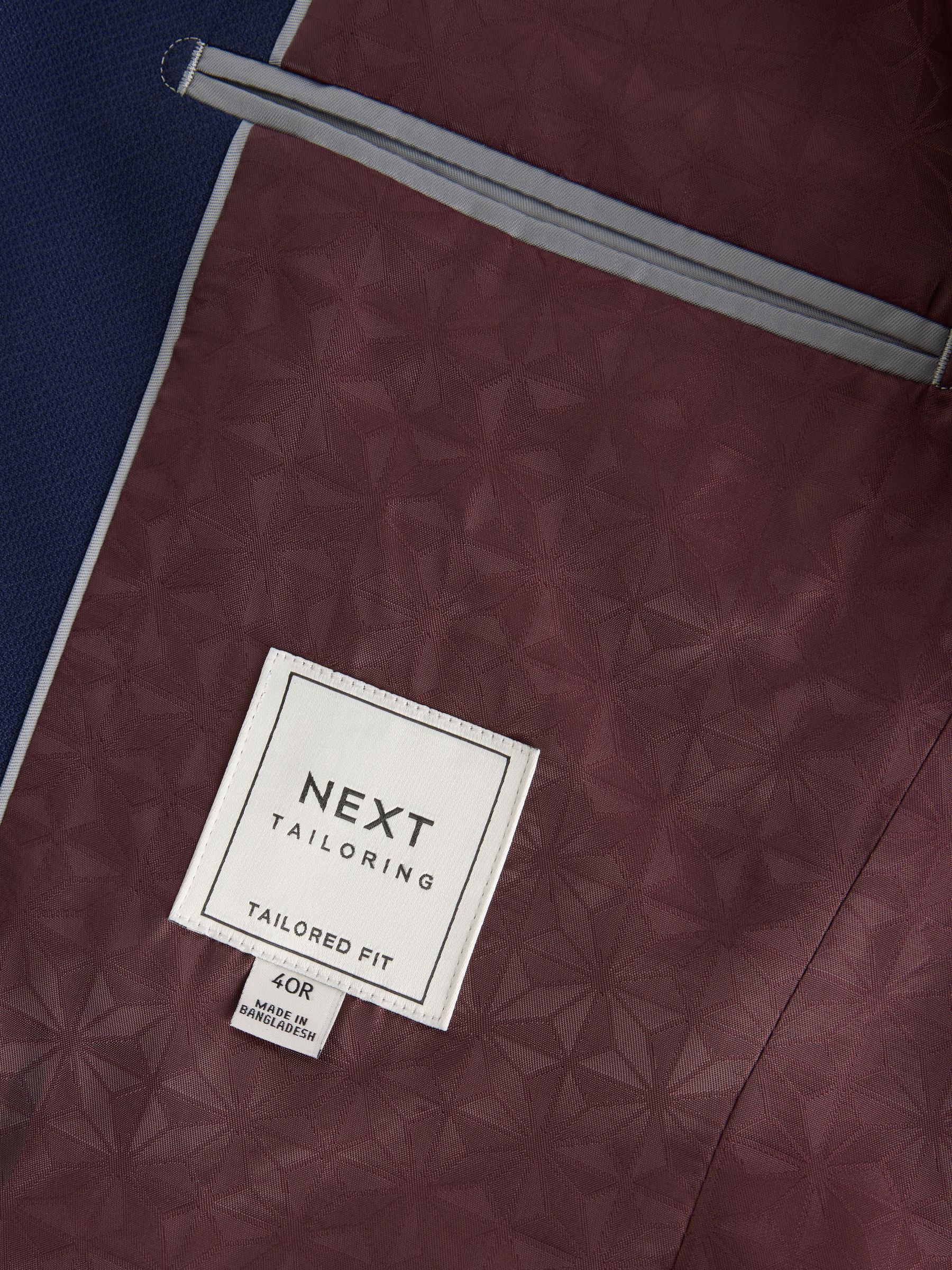 Helderblauw - Tailored fit - Kostuum met textuur: colbert