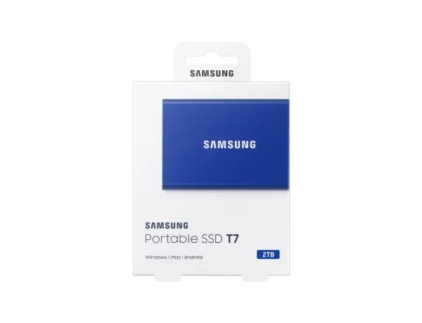 Samsung T7 MU-PC2T0H - SSD - krypteret - 2 TB - ekstern (bærbar) - USB 3.2 Gen 2 (USB-C stikforbindelse) - 256-bit AES - indigoblå