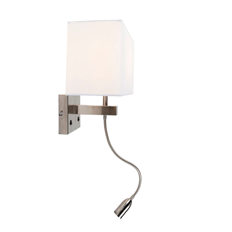 Smart Wandlamp staal met kap creme wit incl. Wifi P45 - Bergamo