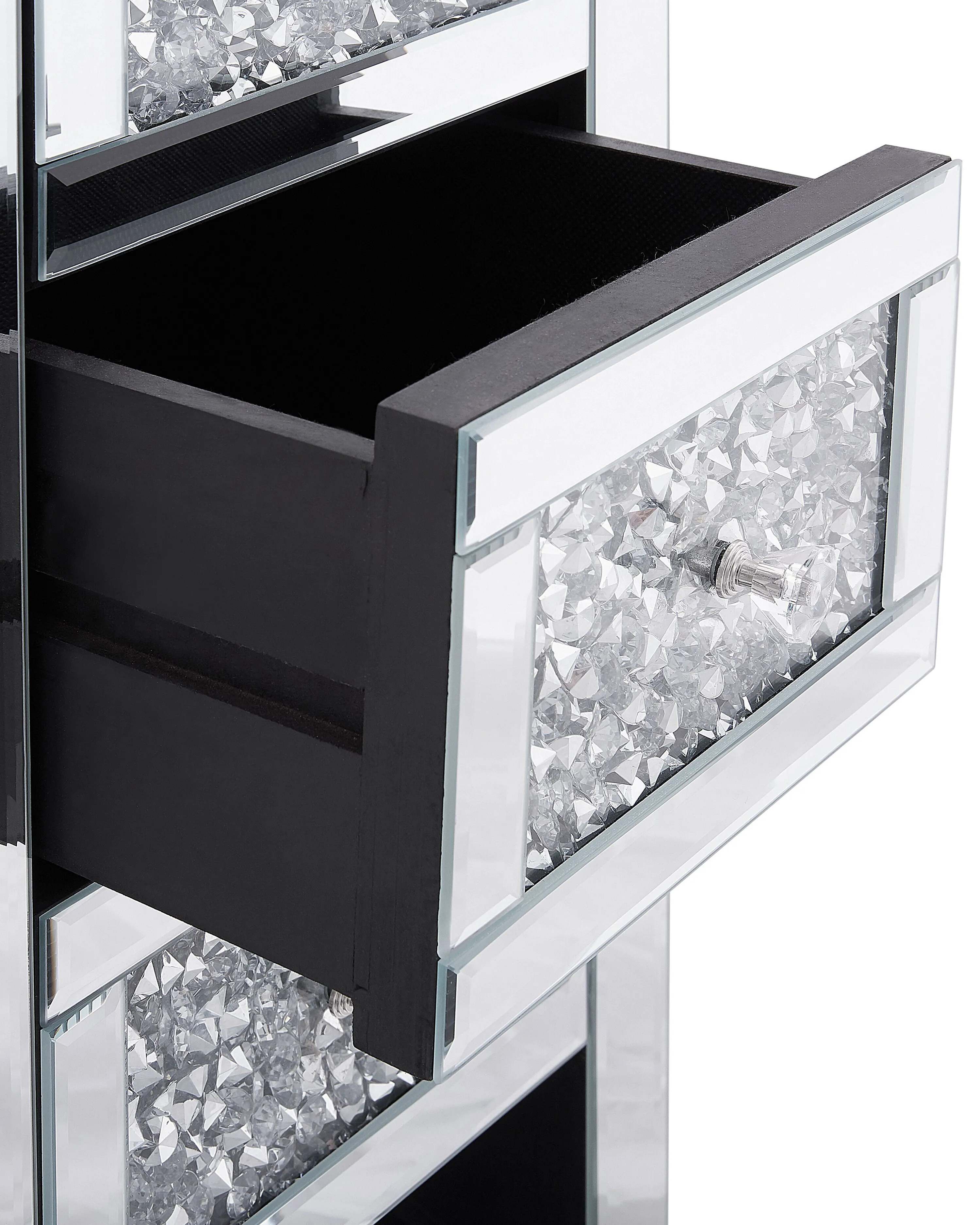 Nachtkastje met 3 laden LORAY Glas Spiegelend zilver