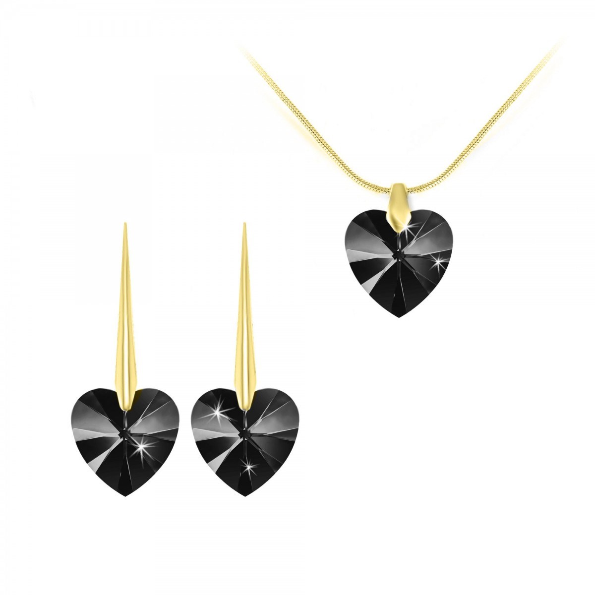 Parure collier et boucles d'oreilles coeurs SC Bohème orneés de Cristaux scintillants