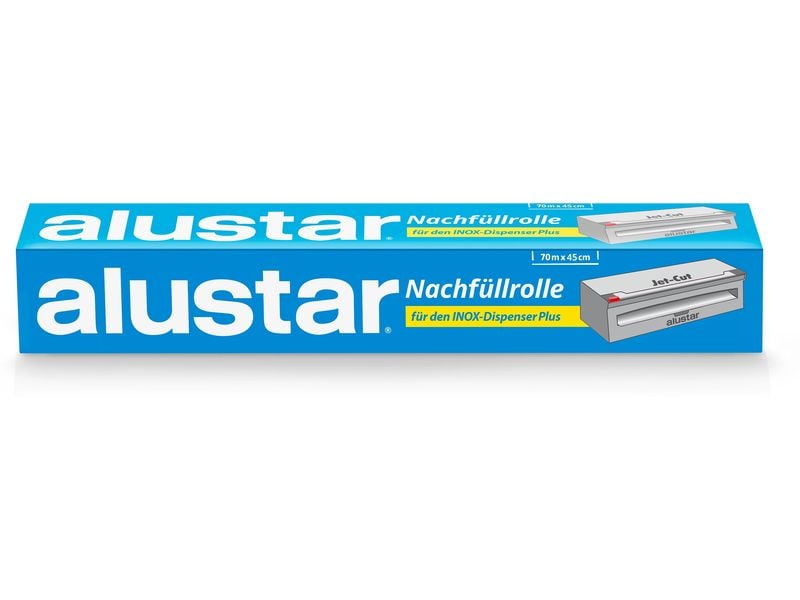 Alustar Alufolie 45 cm x 70 m Alustar Nachfüllrolle für Edelstahldispenser