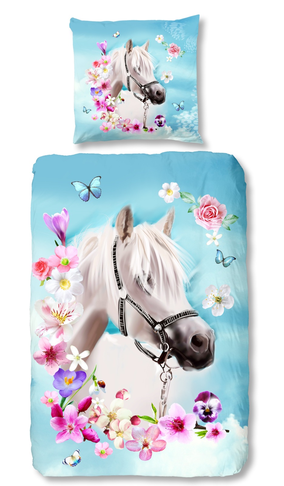 Renforce-Kinderbettwäsche MY BEAUTY - blau - 135x200 cm