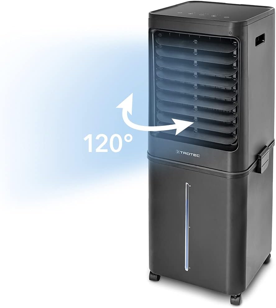 TROTEC Aircooler PAE 80 mobiler Luftkühler, 4-in-1 Luftkühler, Luftbefeuchter, Luftreiniger und Ventilator, 60 l Tank, 2,8 l/h Verdunstungsleistung, 4 Gebläsestufen, Timer, Nachtmodus