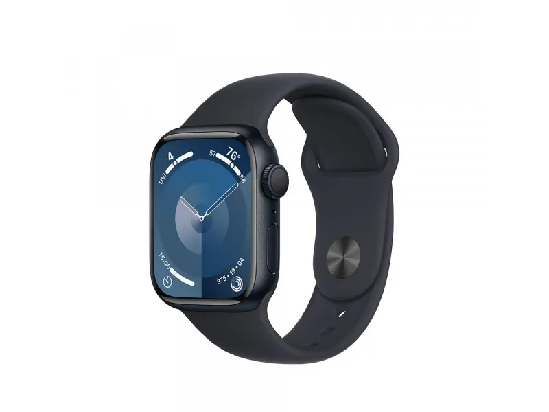 [OUTLET] - Apple Watch Series 9 (GPS) - 41 mm - midnatsaluminium - smart ur med sportsbånd - fluoroelastomer - midnat - båndstørrelse: M/L - 64 GB - Wi-Fi, UWB, Bluetooth - 31.9 g