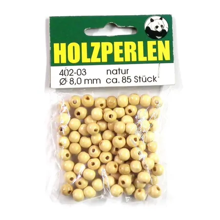 Meyco Holzperlen 8 mm, natur, ca. 85 Stück