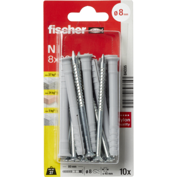 Fischer Slagplug 8x80mm 10 stuks