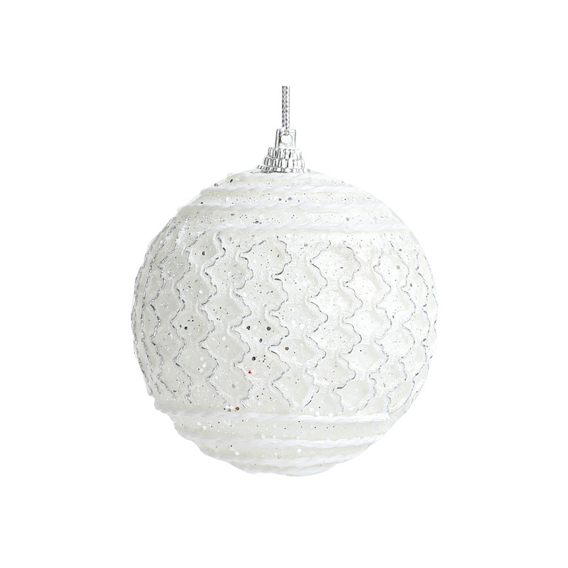 (10er Set) Ø8cm Styropor Christbaum Schmuck Glitzer Weihnachtskugeln Tannenbaum Home Deko - Weiss