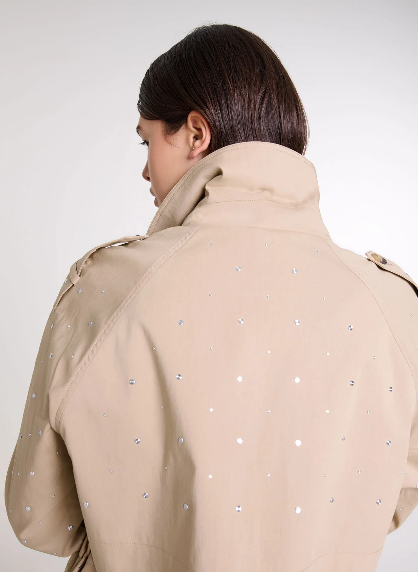 Trench col classique en coton mélangé | Beige