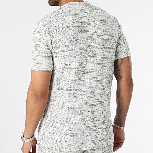 Ensemble Tee Shirt Et Short Jogging Gris Clair Chiné