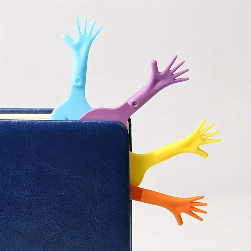 (4er Set) Kunststoff Buch Lesezeichen Hand Seiten Markierungen - Assortiert