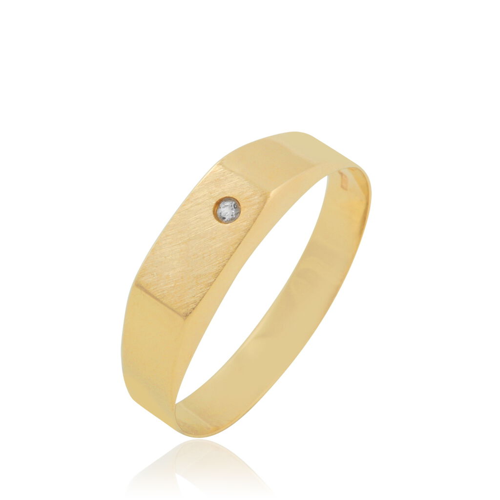 Chevalière Rectangle Or Jaune Oxyde De Zirconium
