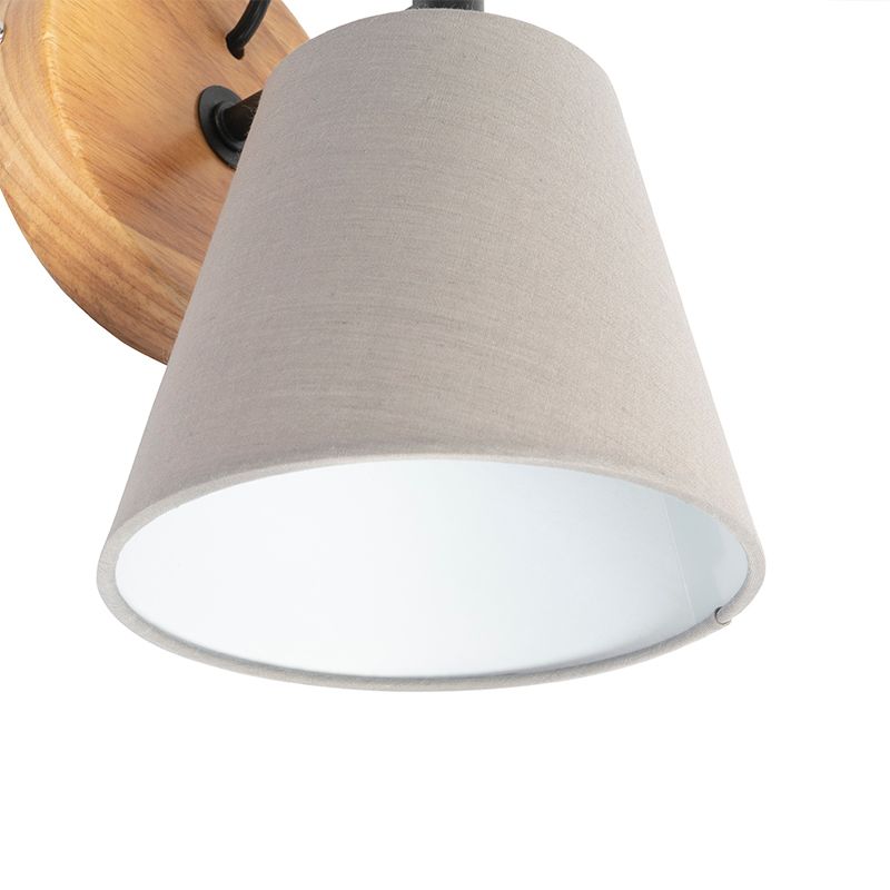 Landelijke wandlamp hout met grijs - Cupy