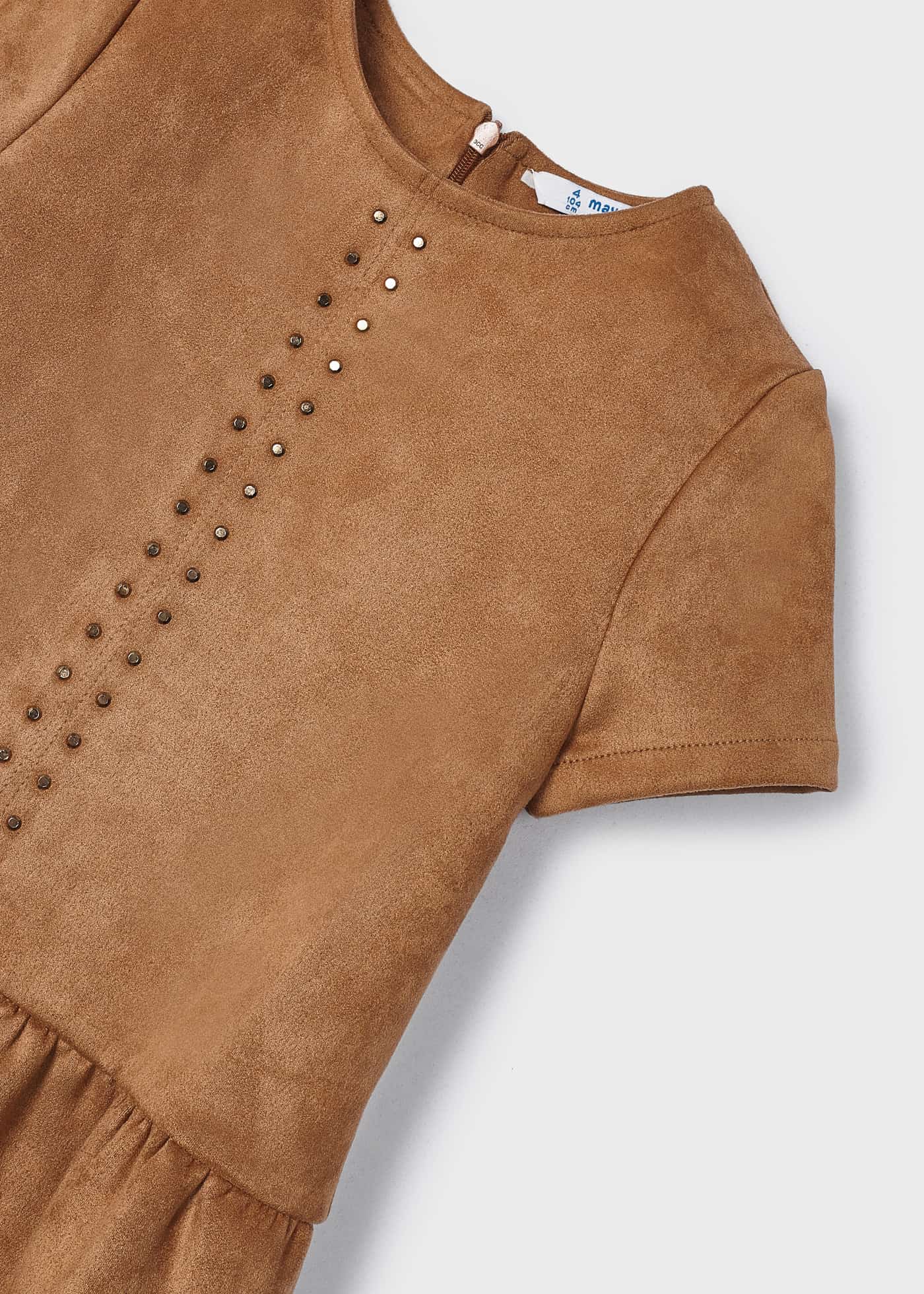 Vestido com bolsa de camurça para meninas