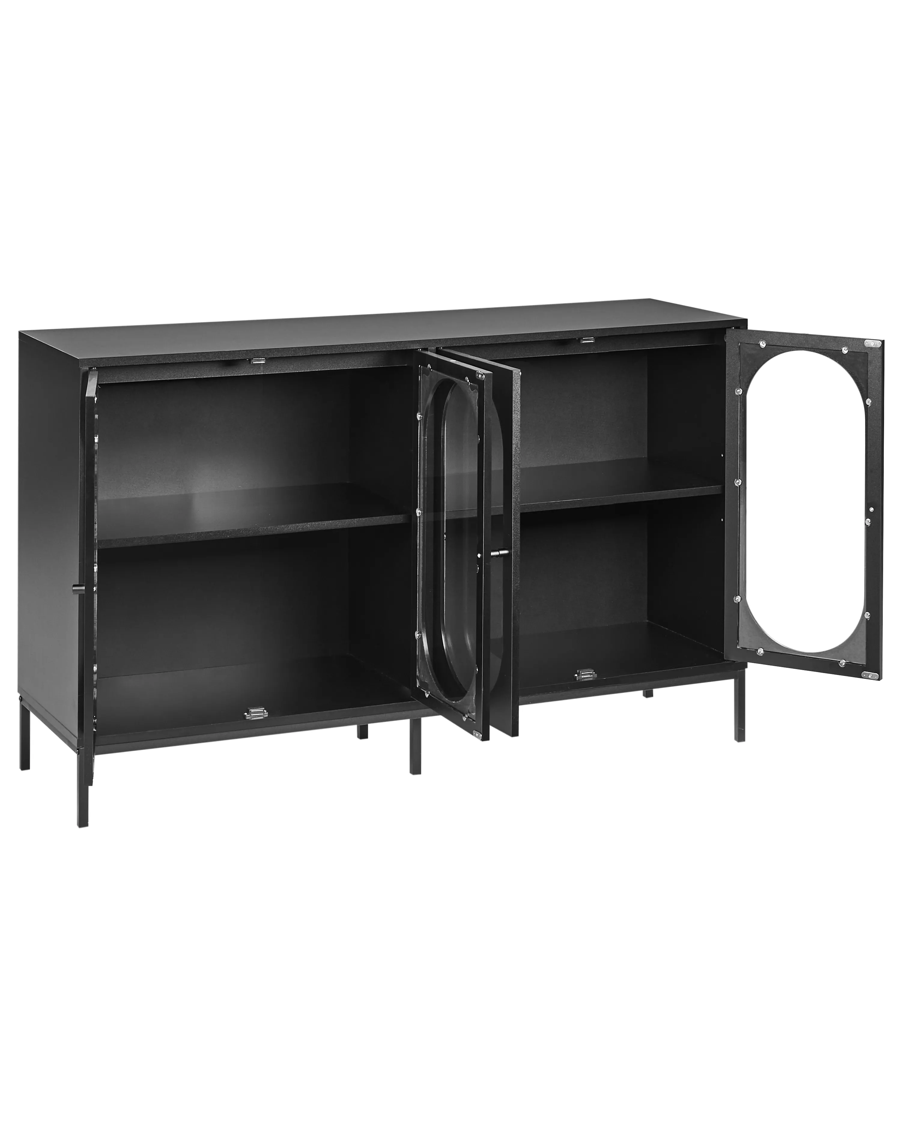 Dressoir met glazen deuren LANGFORD 137 cm Zwart