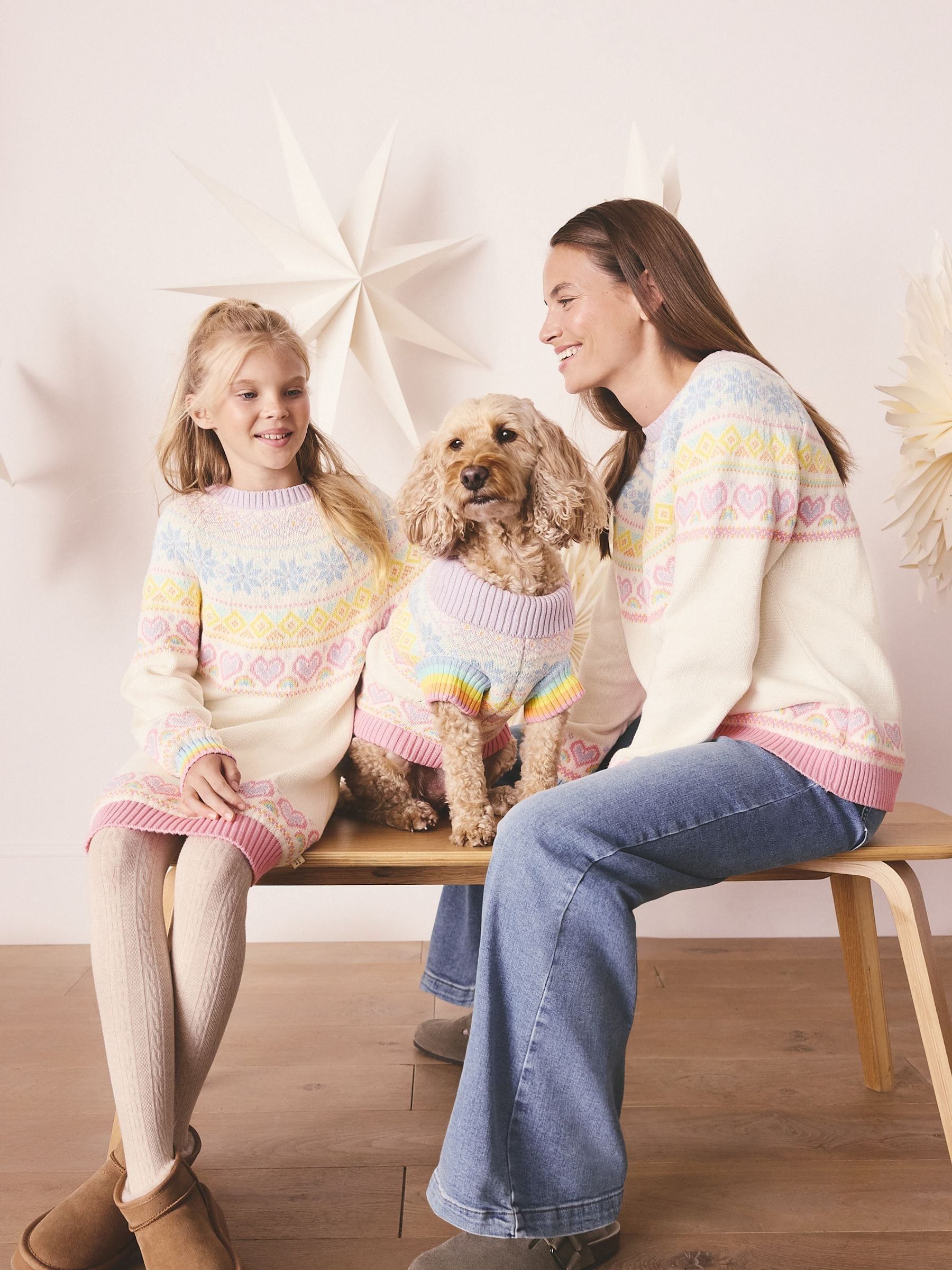 Pastelkleurige regenboogprint - Little Bird by Jools Oliver gebreide trui met dieren