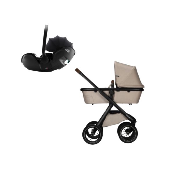 Dubatti One E5 Kinderwagen 3-in-1 - Black / Black - Sand | Britax Römer Baby-Safe Pro Autostoeltje - Galaxy Black