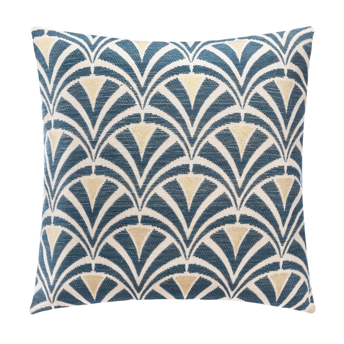 HOUSSE COUSSIN CHENILLE ART DECO BLEU 40X40CM